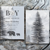 Oh Boy Woodland Beren Boy Baby shower Kaart