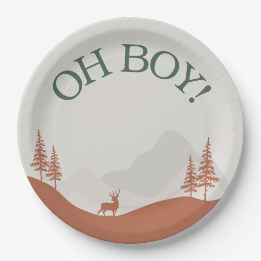 Oh Boy Woodland Mountain baby shower bord (Voorkant)