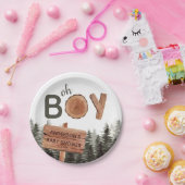 Oh Boy - Woodland Rustic Baby shower Papieren Bordje (Feest)