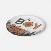 Oh Boy - Woodland Rustic Baby shower Papieren Bordje (Gekanteld)