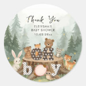 Oh Boy Woodland Safari Dieren Bedankt Ronde Sticker (Voorkant)