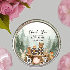 Oh Boy Woodland Safari Dieren Bedankt Ronde Sticker