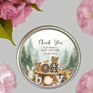 Oh Boy Woodland Safari Dieren Bedankt Ronde Sticker