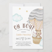 Oh Boy Woodland Teddy Bear Baby shower Kaart (Voorkant)