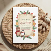 Oh Boy Woodland Winter Baby Shower Invitation Kaart