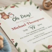 Oh Boy Woodland Winter Baby Shower Invitation Kaart
