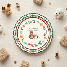 Oh Boy Woodland Winter Baby Shower Uitnodigingskaa