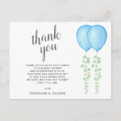 Oh Boys Blue Balloon Twins Baby shower Bedankt Briefkaart (Voorkant)