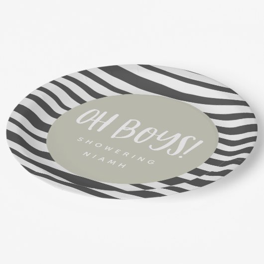 Oh boys, twin baby shower party servetten papieren bordje (Gekanteld)