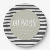 Oh boys, twin baby shower party servetten papieren bordje (Voorkant)