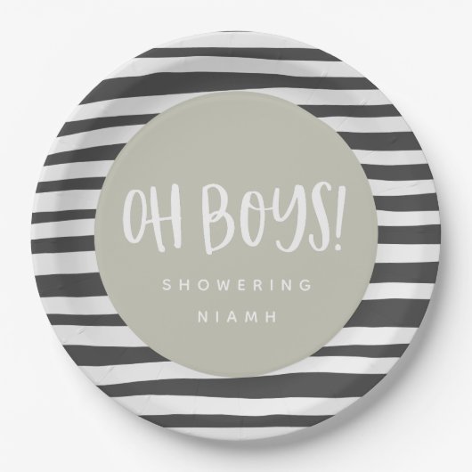 Oh boys, twin baby shower party servetten papieren bordje (Voorkant)