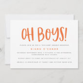 Oh boys twin baby shower uitnodiging (Voorkant)