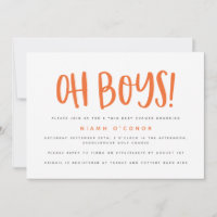 Oh boys twin baby shower uitnodiging