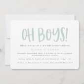 Oh boys twin baby shower uitnodiging (Voorkant)