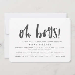Oh boys twin baby shower uitnodiging