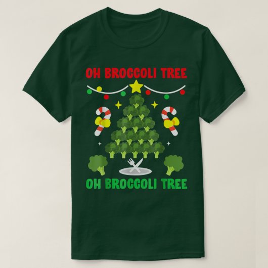 Oh Broccoli boom Funny Vegetarian Vegan Kerstmis T-shirt (Design voorkant)