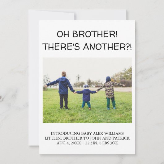 OH BROEDER! IS ER NOG EEN?! Baby Foto Geboorte Aankondiging (Voorkant)
