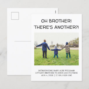 OH BROEDER! IS ER NOG EEN?! Baby Foto Geboorte Feestdagenkaart