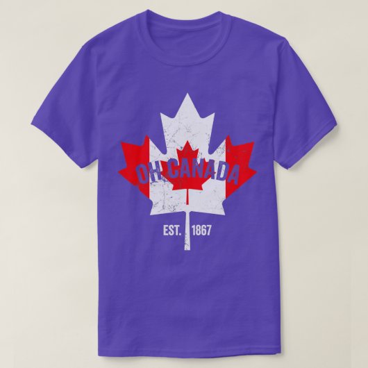 Oh Canada Canadian Flag Maple Leaf Est  T-shirt (Design voorkant)
