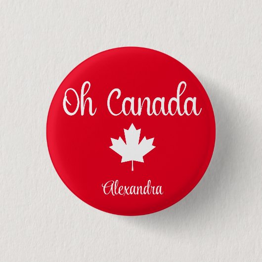 Oh Canada | Elegant Maple Leaf Ronde Button 3,2 Cm (Voorkant)