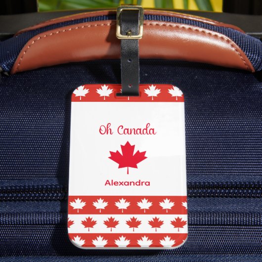 Oh Canada | Elegant rood esdoornblad Bagagelabel (Voorkant Insitu 2)