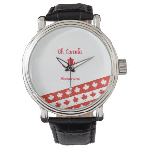 Oh Canada Elegant rood esdoornblad Horloge