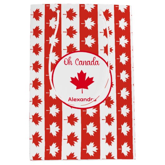 Oh Canada | Elegant rood esdoornblad Medium Cadeauzakje (Voorkant)