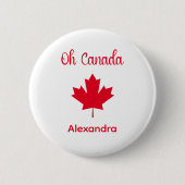 Oh Canada | Elegant rood esdoornblad Ronde Button 5,7 Cm (Voorkant)