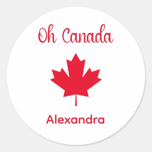 Oh Canada | Elegant rood esdoornblad Ronde Sticker (Voorkant)