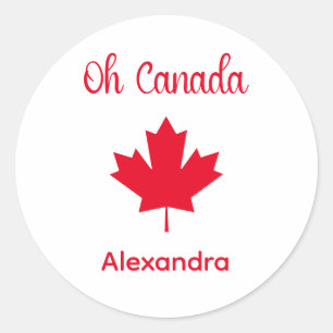 Oh Canada   Elegant rood esdoornblad Ronde Sticker
