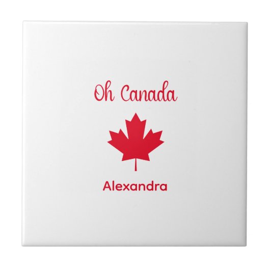 Oh Canada | Elegant rood esdoornblad Tegeltje (Voorkant)