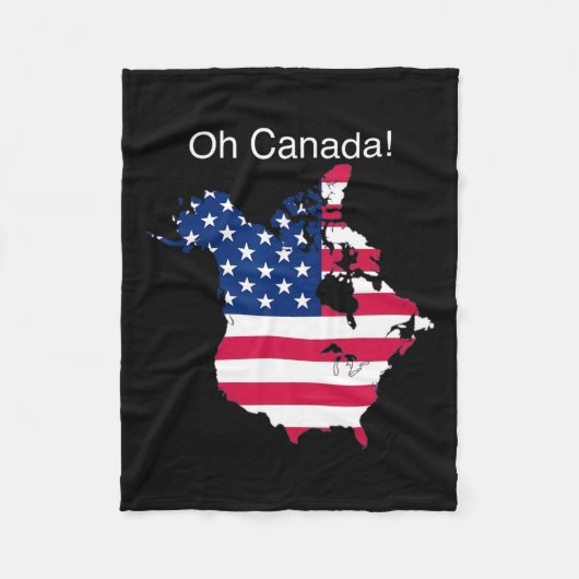 Oh Canada Grappige Trump kaart van de VS 2 Fleece Deken (Voorkant)