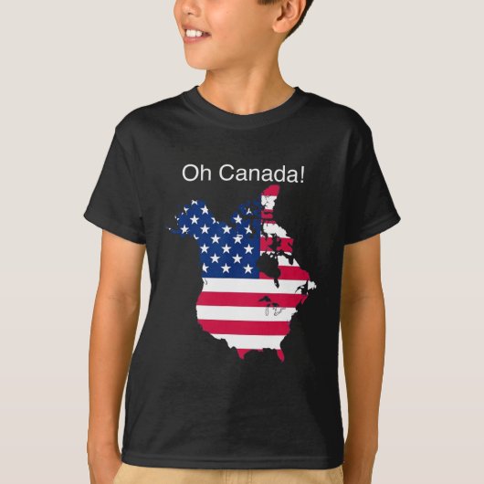 Oh Canada Grappige Trump kaart van de VS 2 T-shirt (Voorkant)