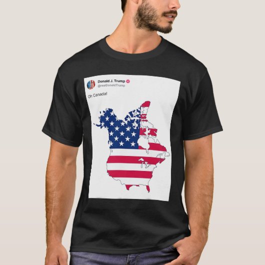 Oh Canada Grappige Trump kaart van de VS T-shirt (Voorkant)