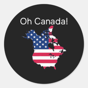 Oh Canada Shirt Kaart van de VS Funny Trump 2025 2 Ronde Sticker