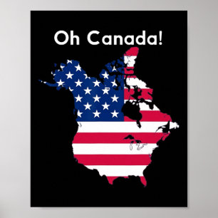 Oh Canada T-shirt kaart van de VS Grappig Trump 20 Poster