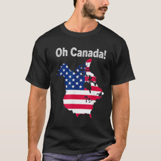 Oh Canada Trump Kaart van de Vlag van de V.S. Half T-shirt