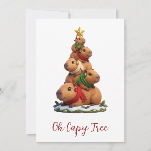Oh Capy Boom Capybara Kerstboom Stack Feestdagenkaart (Voorkant)