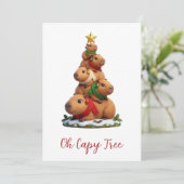 Oh Capy Boom Capybara Kerstboom Stack Feestdagenkaart (Staand voorkant)