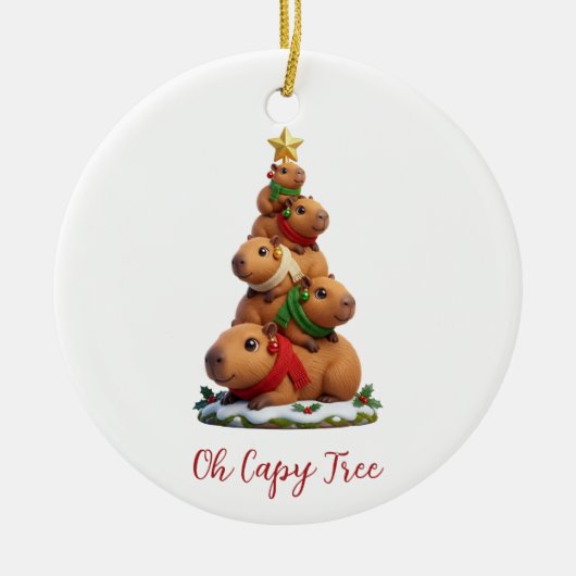 Oh Capy Boom Capybara Kerstboom Stack Keramisch Ornament (Voorkant)
