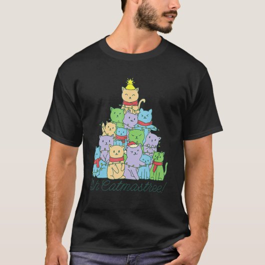 Oh Catmastree kerstkerstboomkat T-shirt (Voorkant)