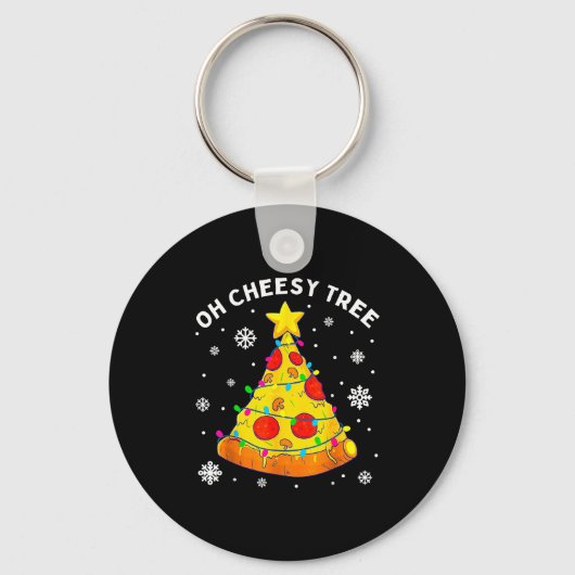Oh Cheesy Tree Xmas Food Present Christmas Zza Tre Sleutelhanger (Voorkant)