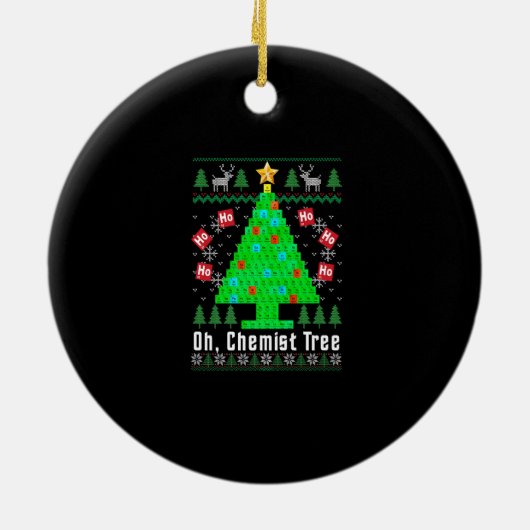 Oh Chemist Tree Merry Chemistry Ugly Ch Keramisch Ornament (Achterkant)