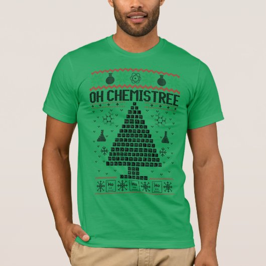 "Oh Chemistree" Chemie Kerstwoordspeling T-shirt (Voorkant)