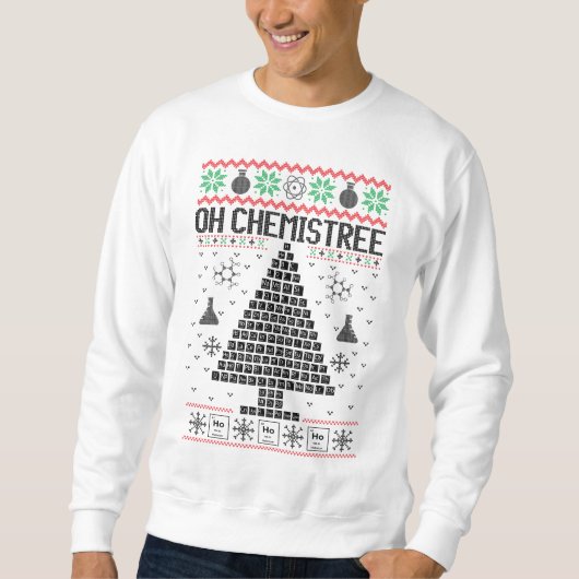 "Oh Chemistree" Chemie Kerstwoordspeling Trui (Voorkant)