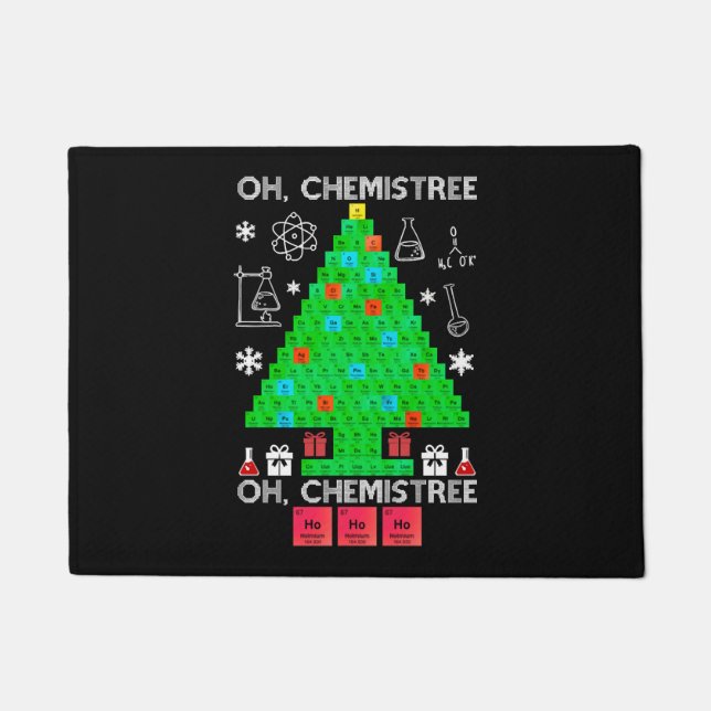 Oh Chemistree Chemist Tree Funny Science Kerstmis Deurmat (Voorkant)