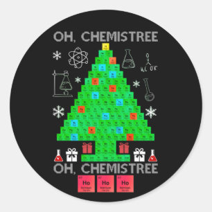 Oh Chemistree Chemist Tree Funny Science Kerstmis Ronde Sticker