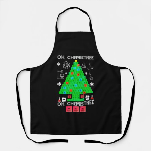 Oh Chemistree Chemist Tree Funny Science Kerstmis Schort (Voorkant)