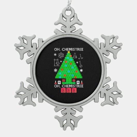 Oh Chemistree Chemist Tree Funny Science Kerstmis Tin Sneeuwvlok Ornament (Voorkant)