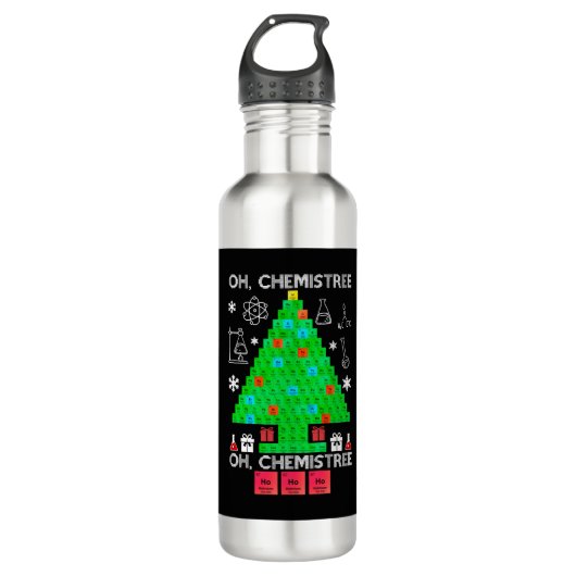 Oh Chemistree Chemist Tree Funny Science Kerstmis Waterfles (Voorkant)
